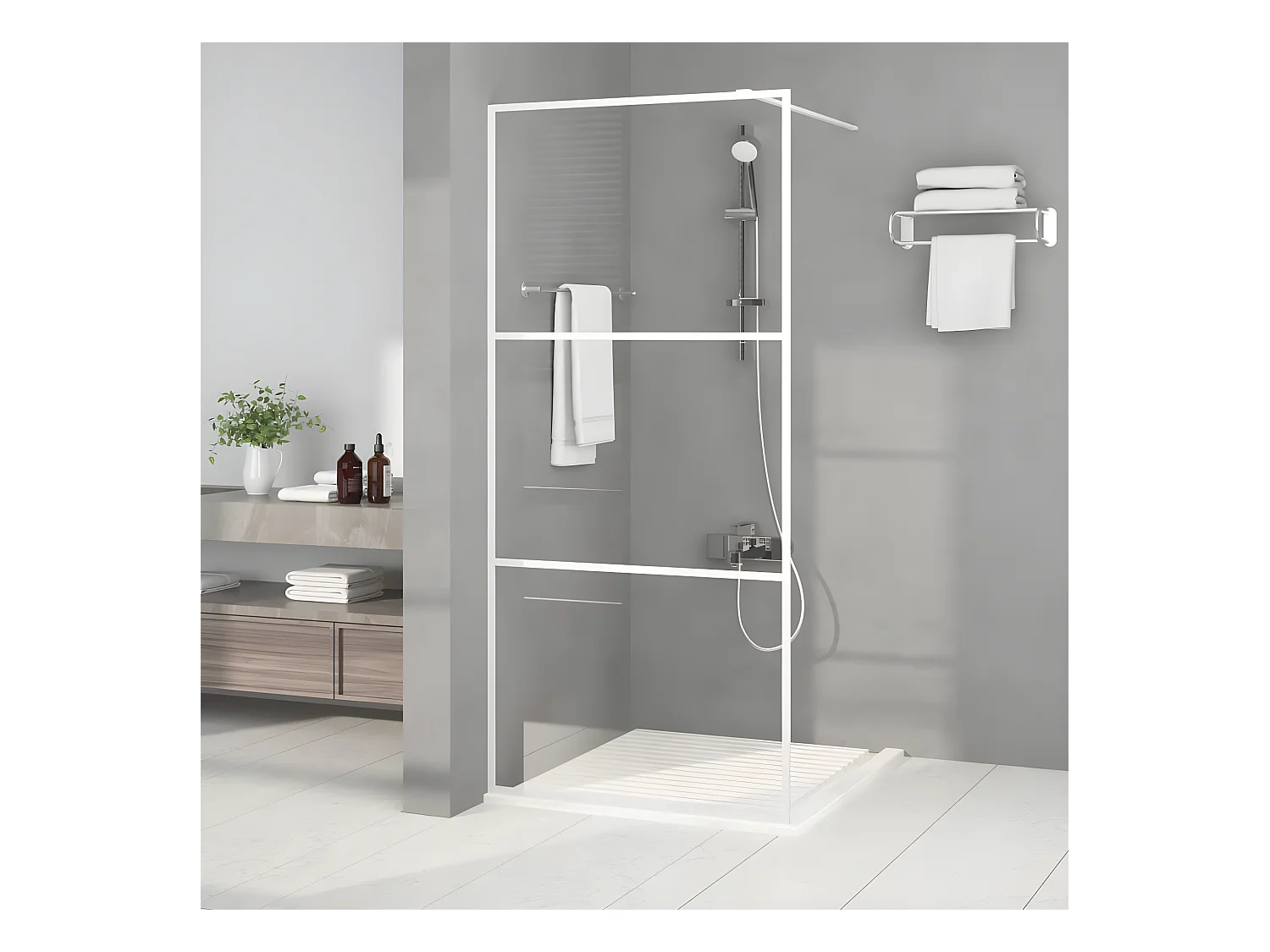 Paroi de douche Blanc 90x195 cm Verre ESG transparent WVGQ2256