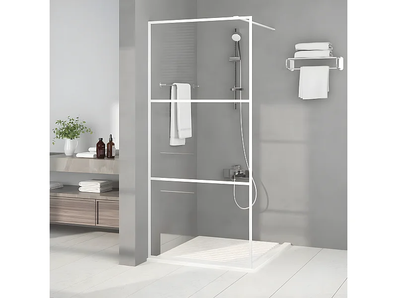 Paroi de douche Blanc 90x195 cm Verre ESG transparent WVGQ2256