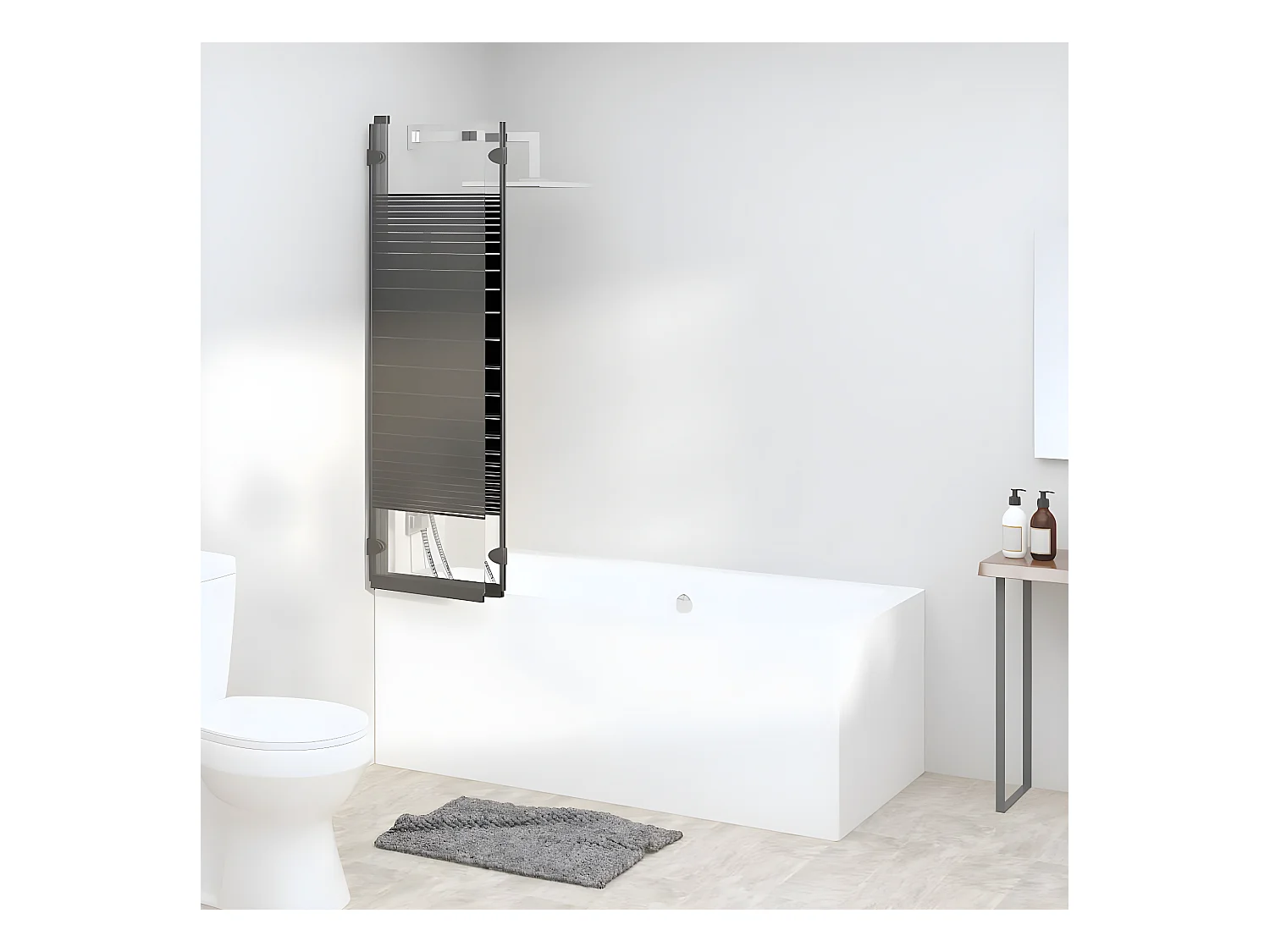 Divisória de chuveiro dobrável 3 painéis 130x130 cm ESG preto PT411275