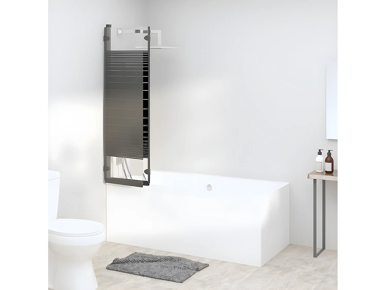 Paroi de douche pliable 3 panneaux 130x130 cm ESG Noir WVGQ2484