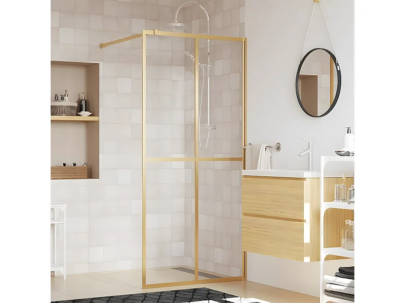 Paroi de douche avec verre ESG transparent doré 80x195 cm WVGQ8905