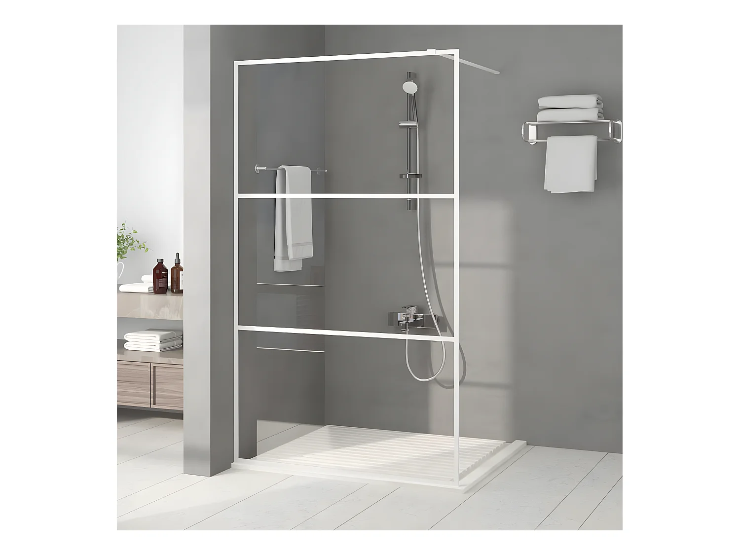 Paroi de douche Blanc 115x195 cm Verre ESG transparent WVGQ9299