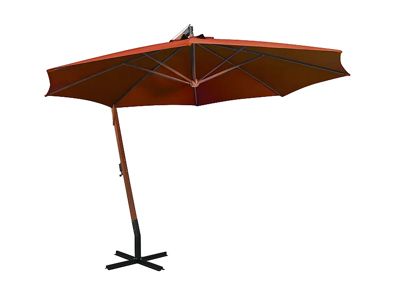 Zweefparasol met paal 3,5x2,9 m massief vurenhout terracotta NL707367