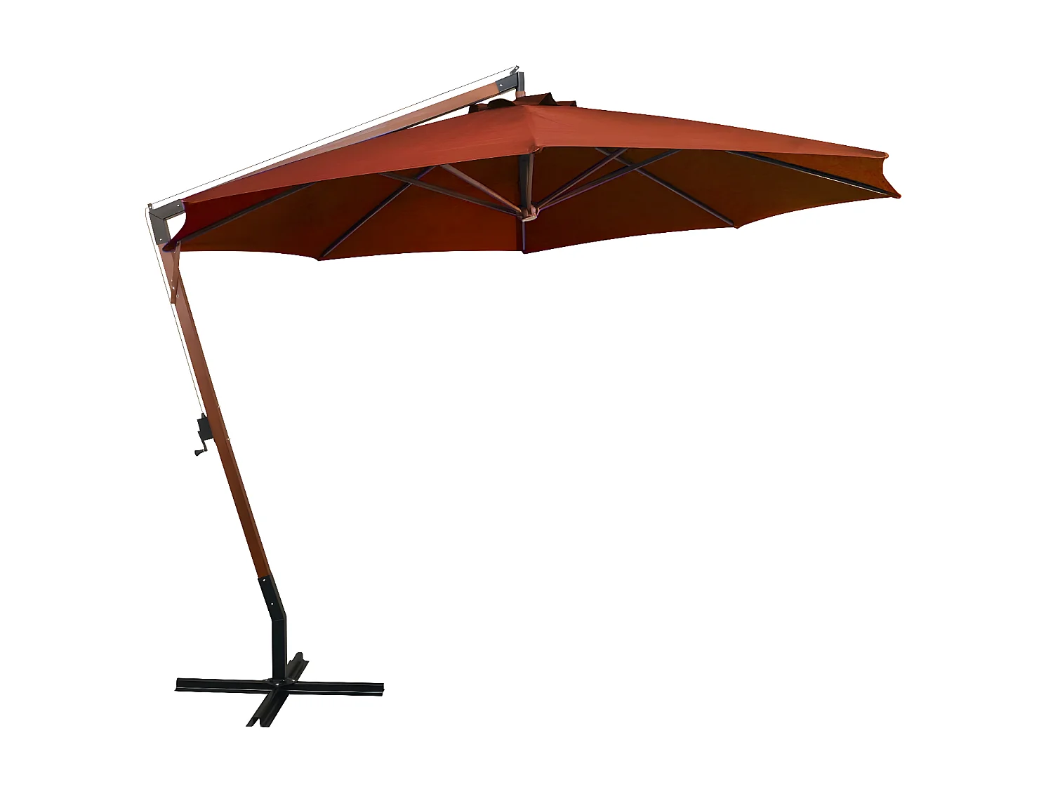 Zweefparasol met paal 3,5x2,9 m massief vurenhout terracotta NL707367