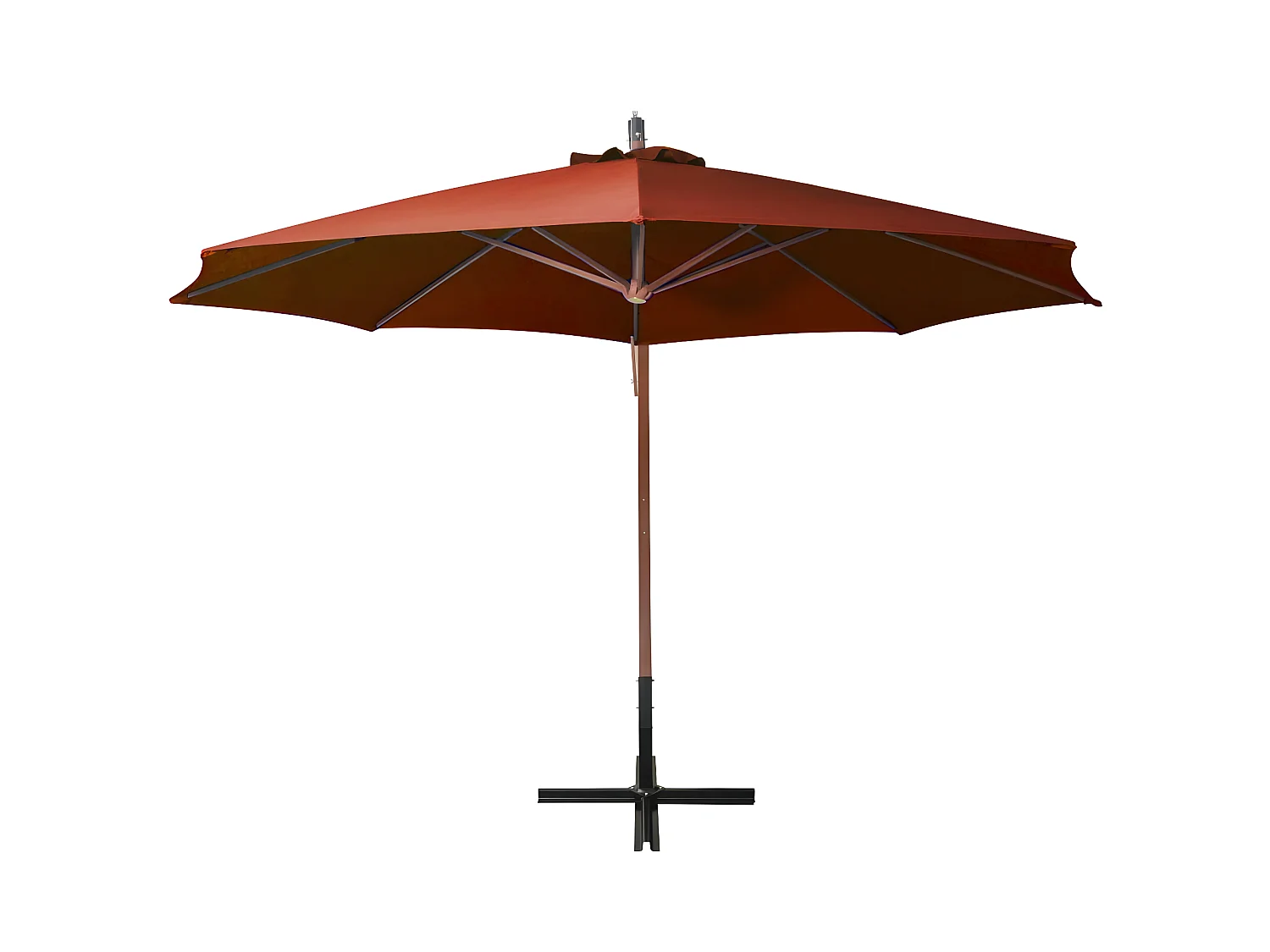 Zweefparasol met paal 3,5x2,9 m massief vurenhout terracotta NL707367