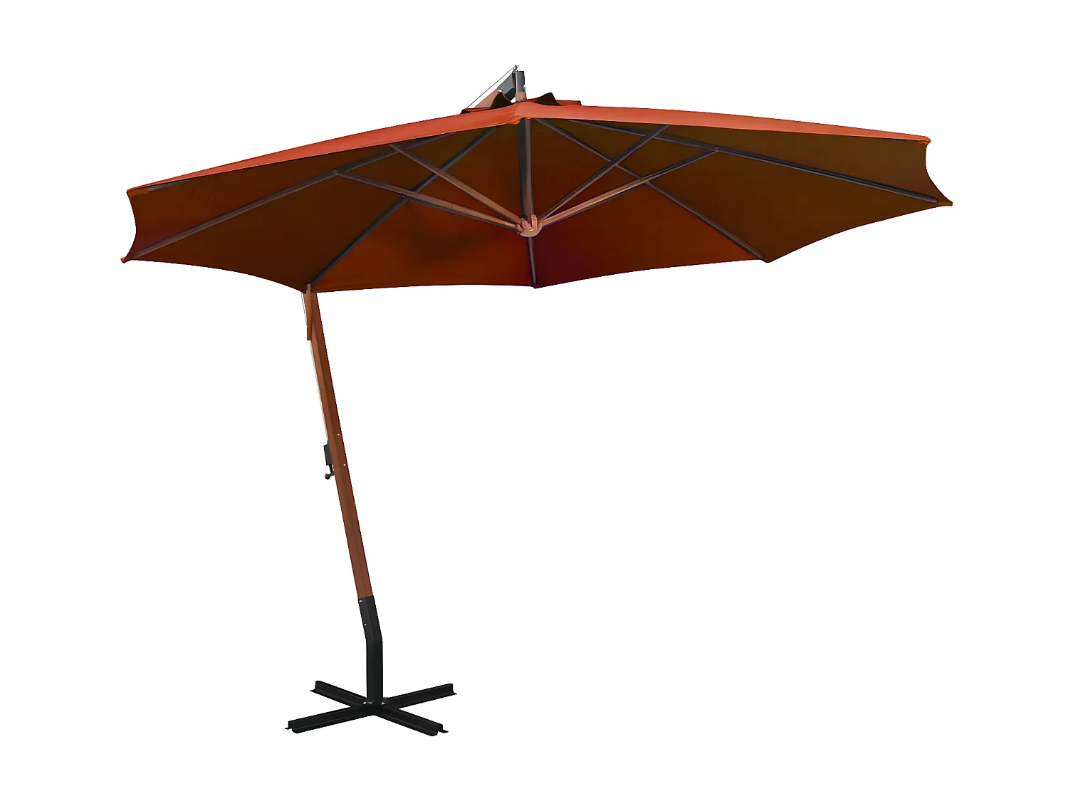 Parasol suspendu avec mât Terre cuite 3,5x2,9 m Bois de sapin WVGQ4951