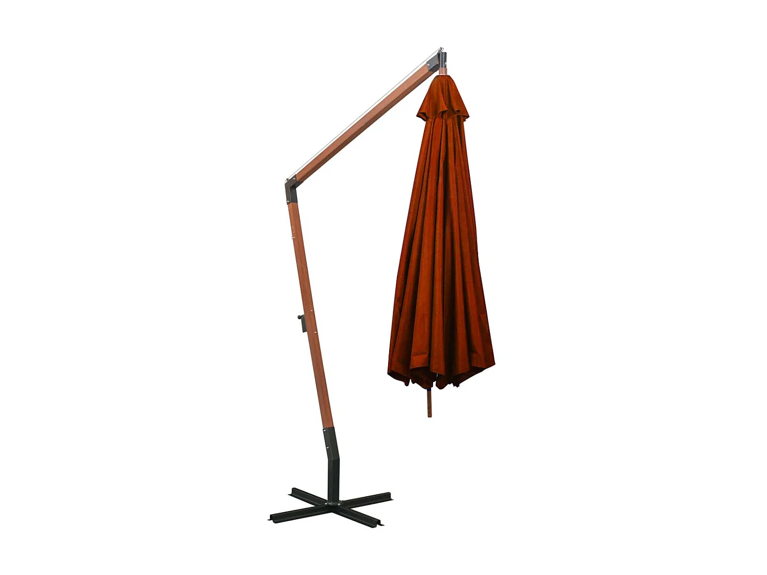 Parasol suspendu avec mât Terre cuite 3,5x2,9 m Bois de sapin WVGQ4951