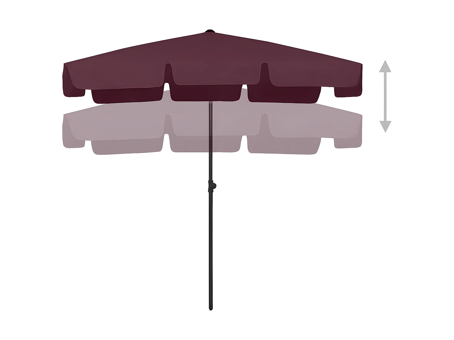 Parasol de plage rouge bordeaux 200x125 cm WVGQ5490