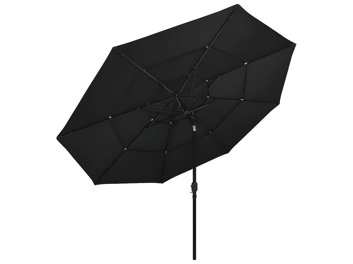 Parasol à 3 niveaux avec mât en aluminium Noir 3,5 m WVGQ4083