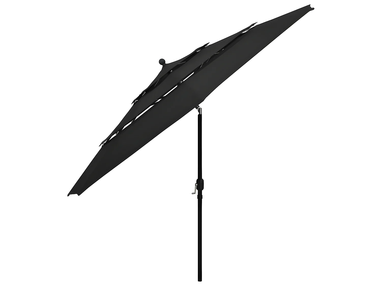 Parasol à 3 niveaux avec mât en aluminium Noir 3,5 m WVGQ4083