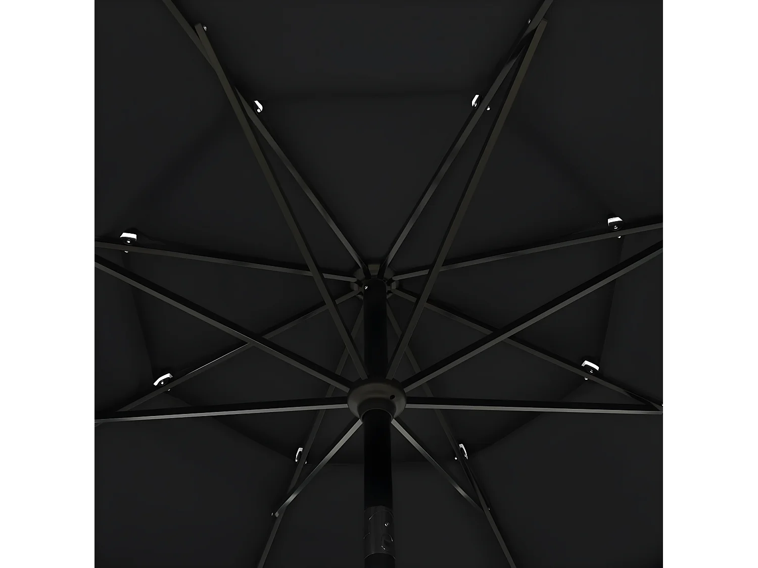 Parasol à 3 niveaux avec mât en aluminium Noir 3,5 m WVGQ4083