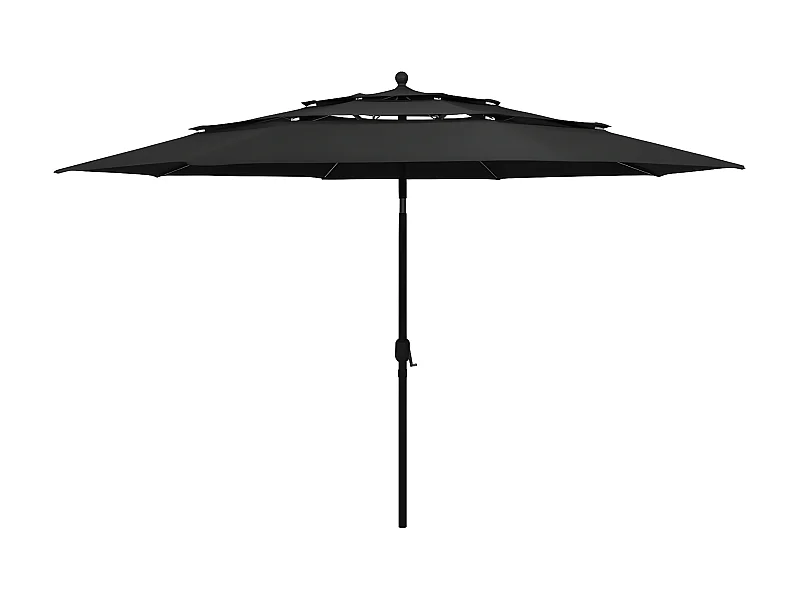 Parasol à 3 niveaux avec mât en aluminium Noir 3,5 m WVGQ4083