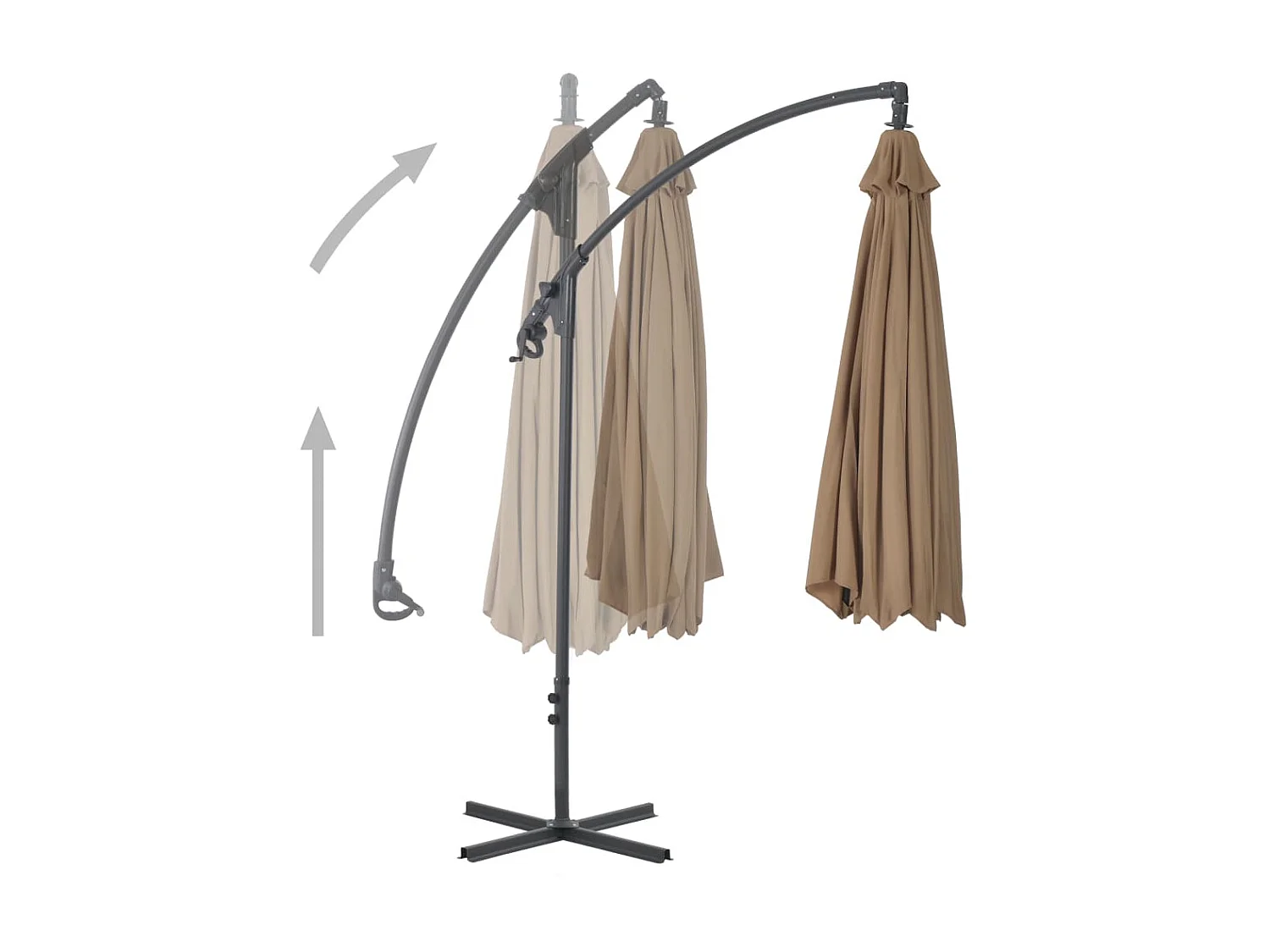 Parasol en porte-à-feux avec poteau en acier 300 cm Taupe WVGQ9392