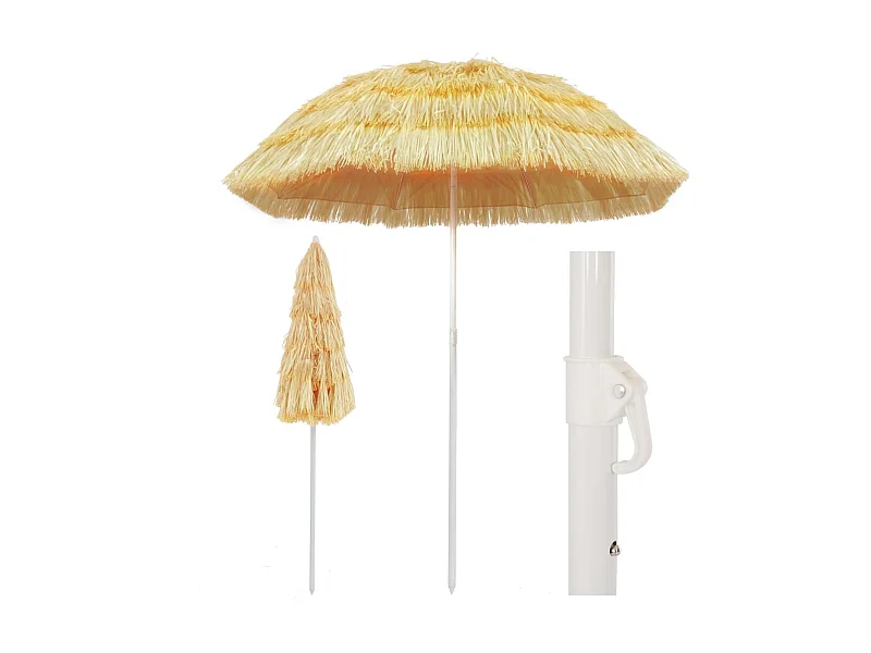 Guarda-sol de praia Natural 180 cm estilo havaiano PT669883