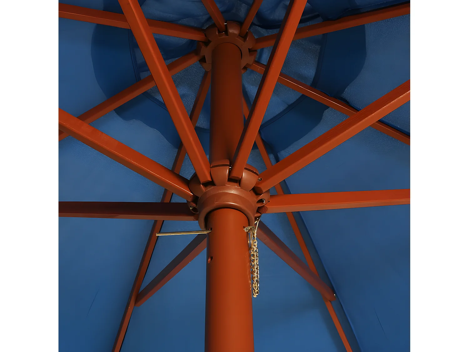 Guarda-sol com mastro de madeira 300x258 cm azul PT784766