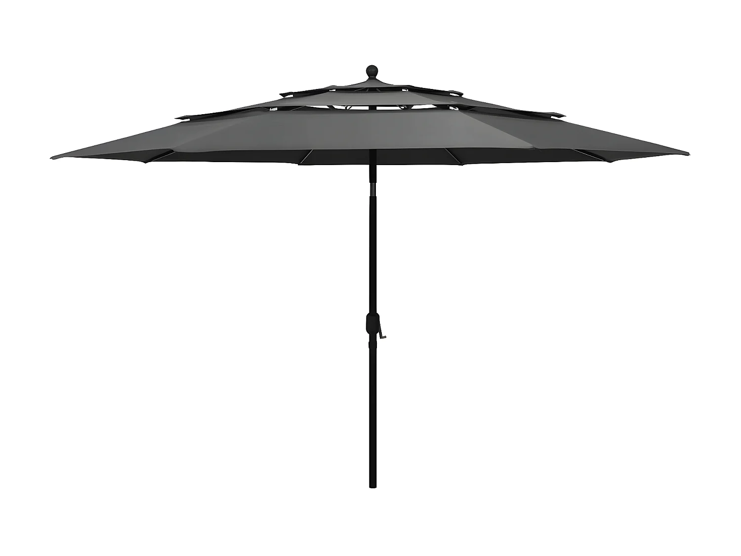 Parasol à 3 niveaux avec mât en aluminium Anthracite 3,5 m WVGQ4857