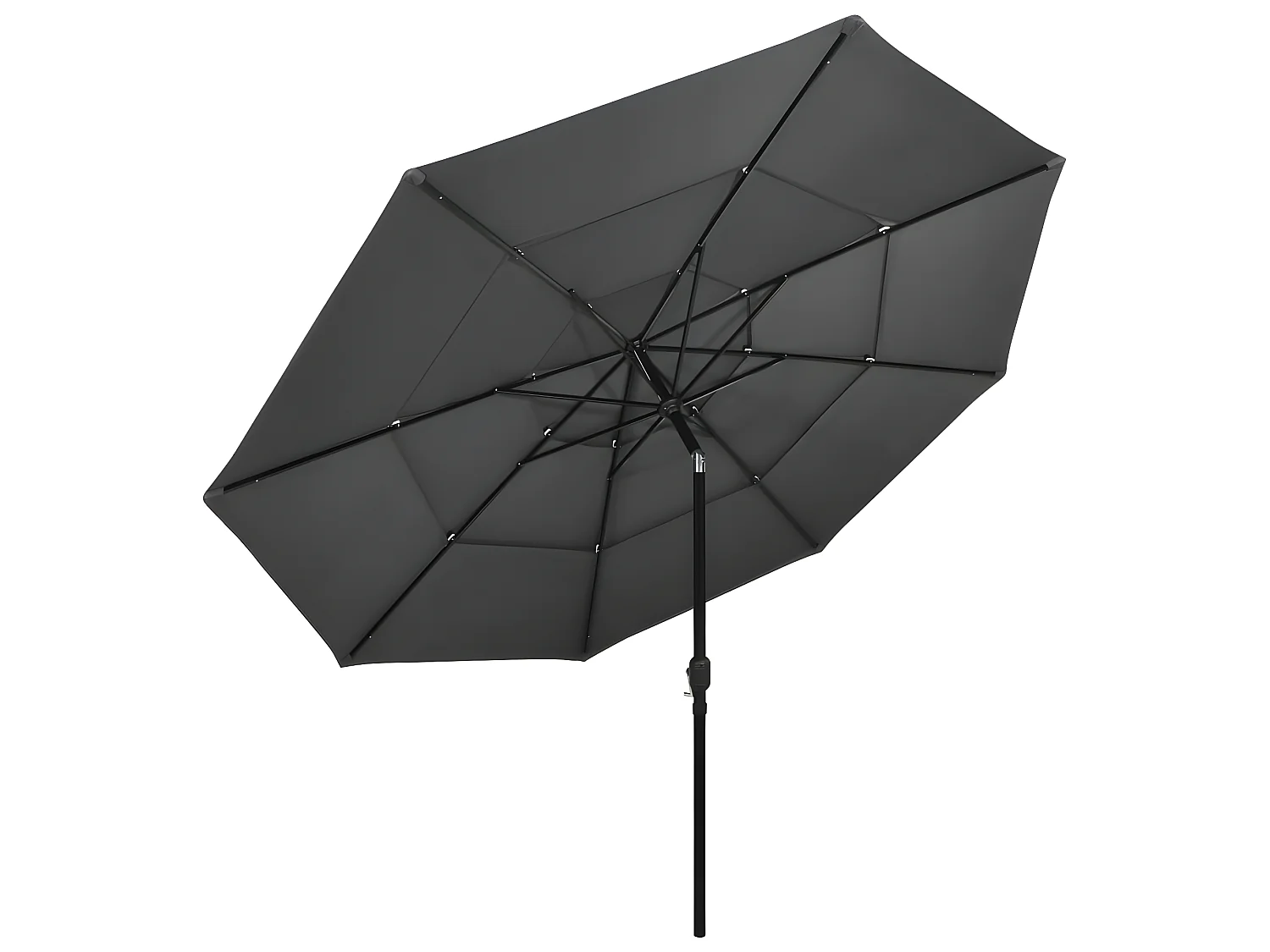 Parasol à 3 niveaux avec mât en aluminium Anthracite 3,5 m WVGQ4857