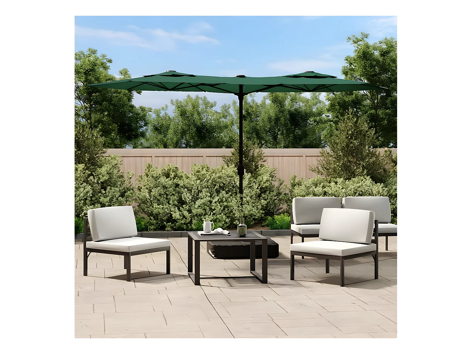 Parasol à double tête avec LED vert 316x240 cm WVGQ8441