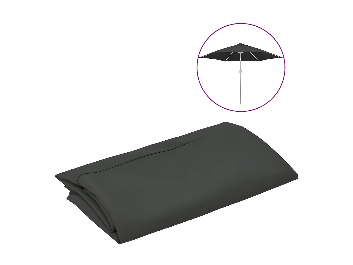 Tissu de remplacement pour parasol d'extérieur Anthracite 300cm WVGQ4398