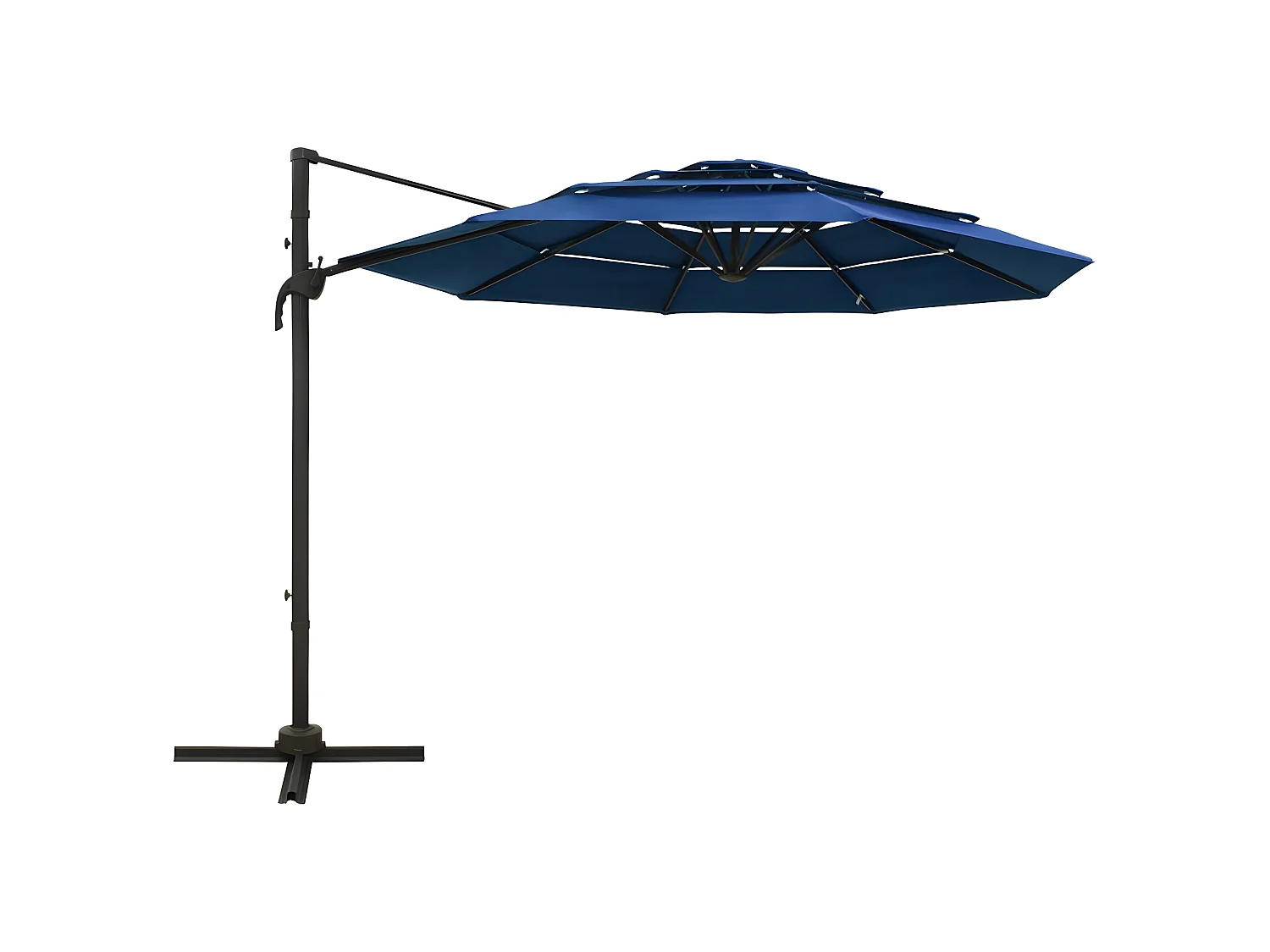 Parasol à 4 niveaux avec mât en aluminium Bleu azuré 3x3 m WVGQ1352