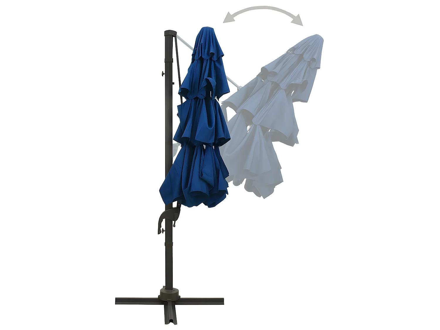 Parasol à 4 niveaux avec mât en aluminium Bleu azuré 3x3 m WVGQ1352