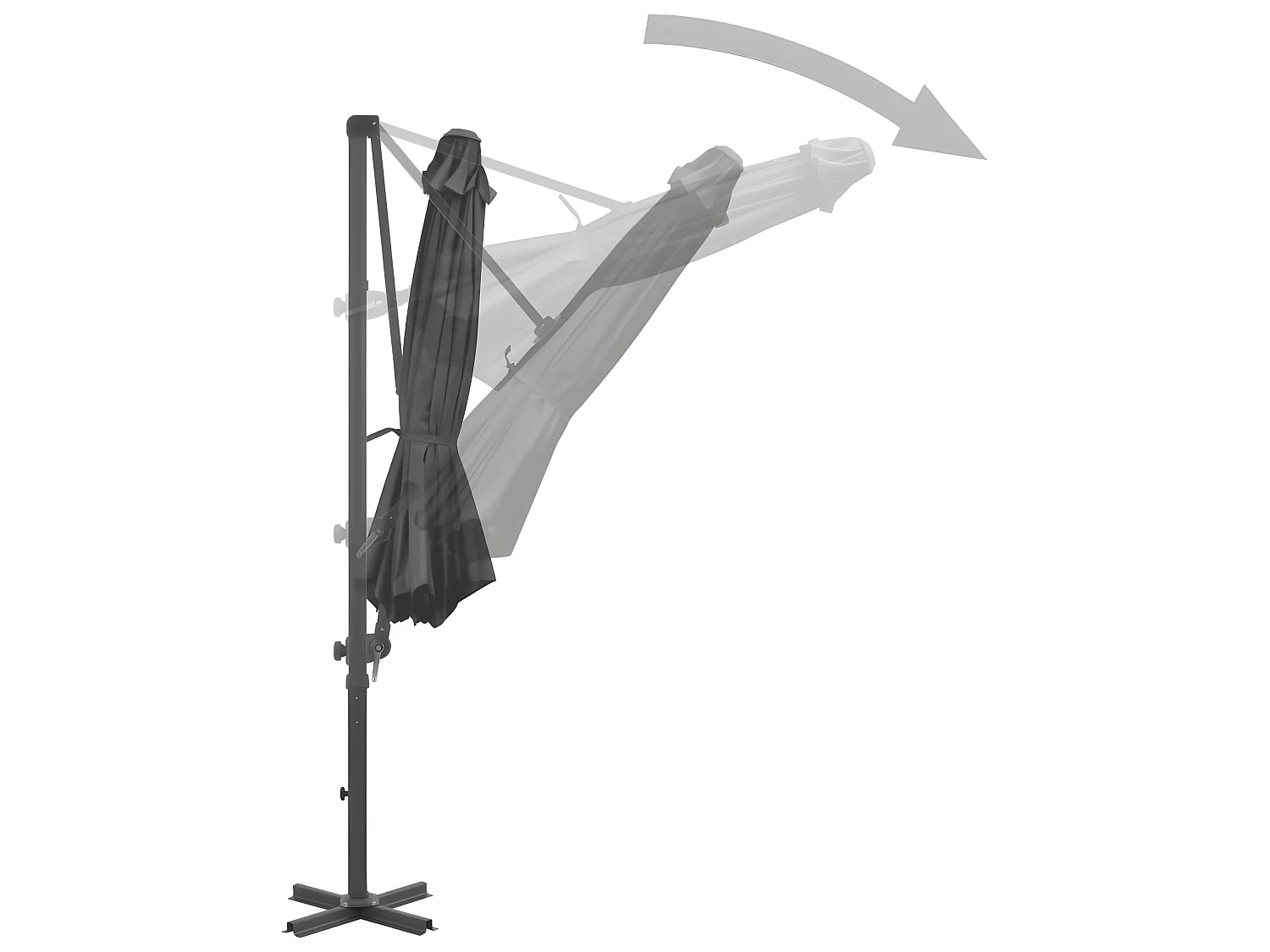 Guarda-sol cantilever com poste em alumínio 300 cm antracite PT988463