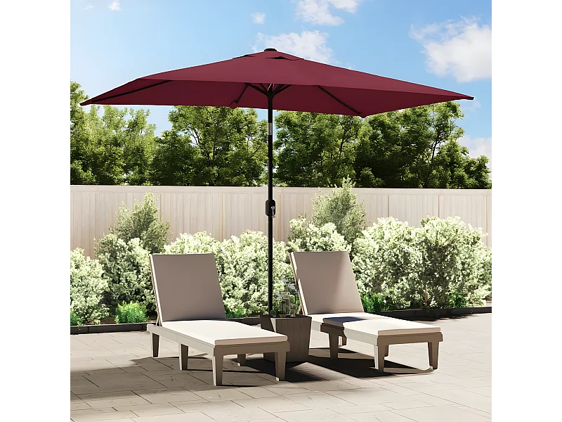 Parasol avec mât en métal 300 x 200 cm Bordeaux GWE6768