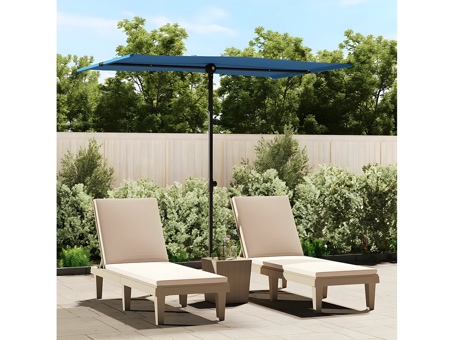 Parasol d'extérieur avec mât en aluminium 2x1,5 m Bleu azuré GWE7346