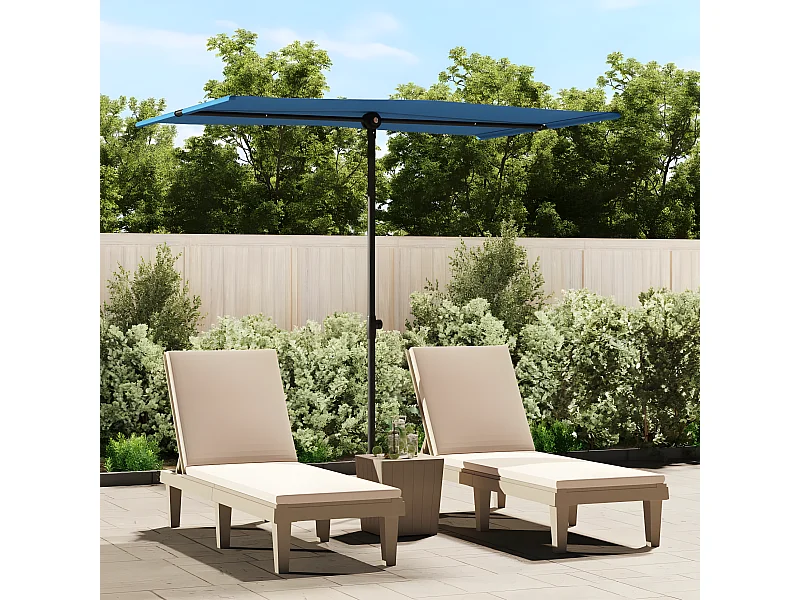 Parasol d'extérieur avec mât en aluminium 2x1,5 m Bleu azuré GWE7346