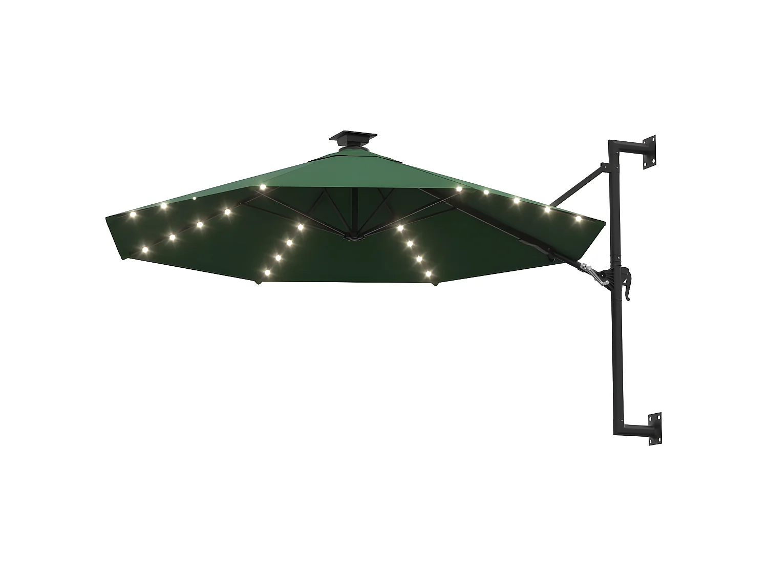 Guarda-sol de parede c/ luzes LED e poste metálico 300 cm verde PT745322
