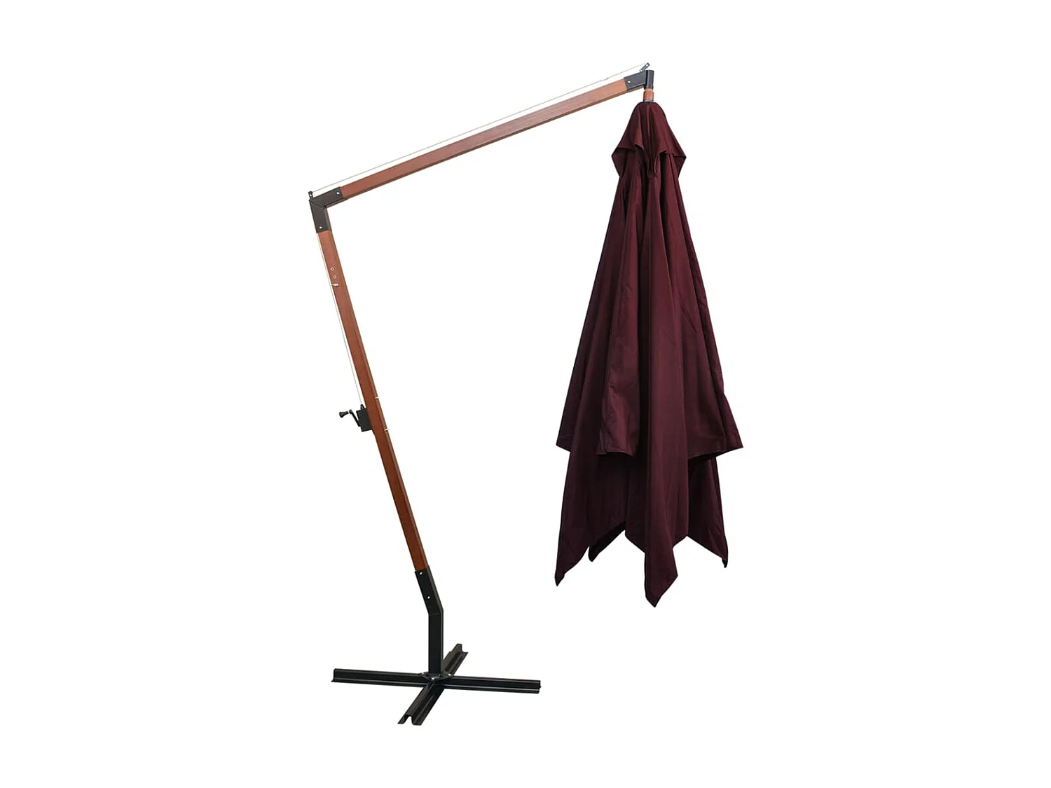 Zweefparasol met paal 3x3 m massief vurenhout bordeauxrood NL586552