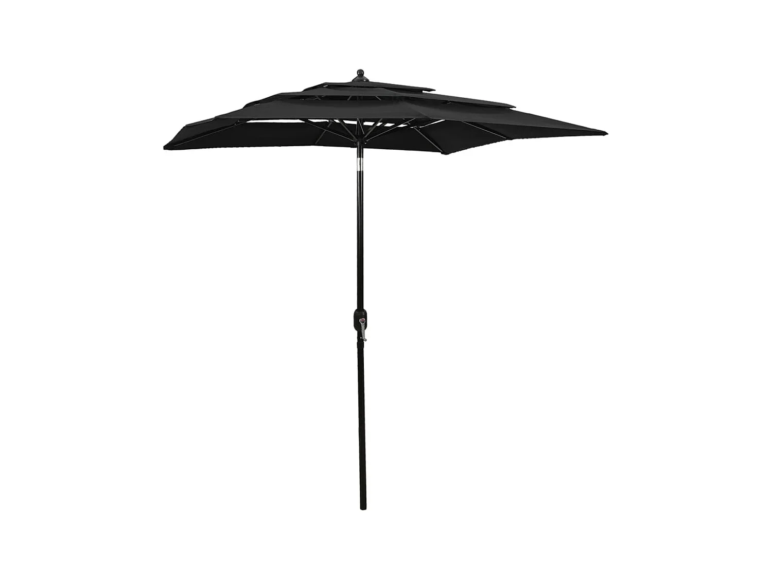 Guarda-sol de 3 camadas com poste de alumínio 2x2 m preto PT930776