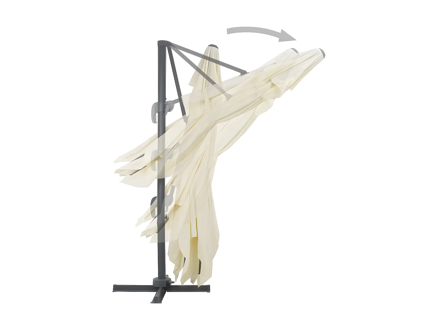 Parasol en porte-à-faux avec mât en aluminium 400x300 cm Sable GWE1972