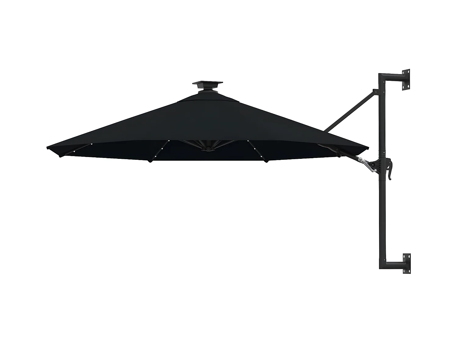 Wandparasol met LED's en metalen paal 300 cm zwart NL955499