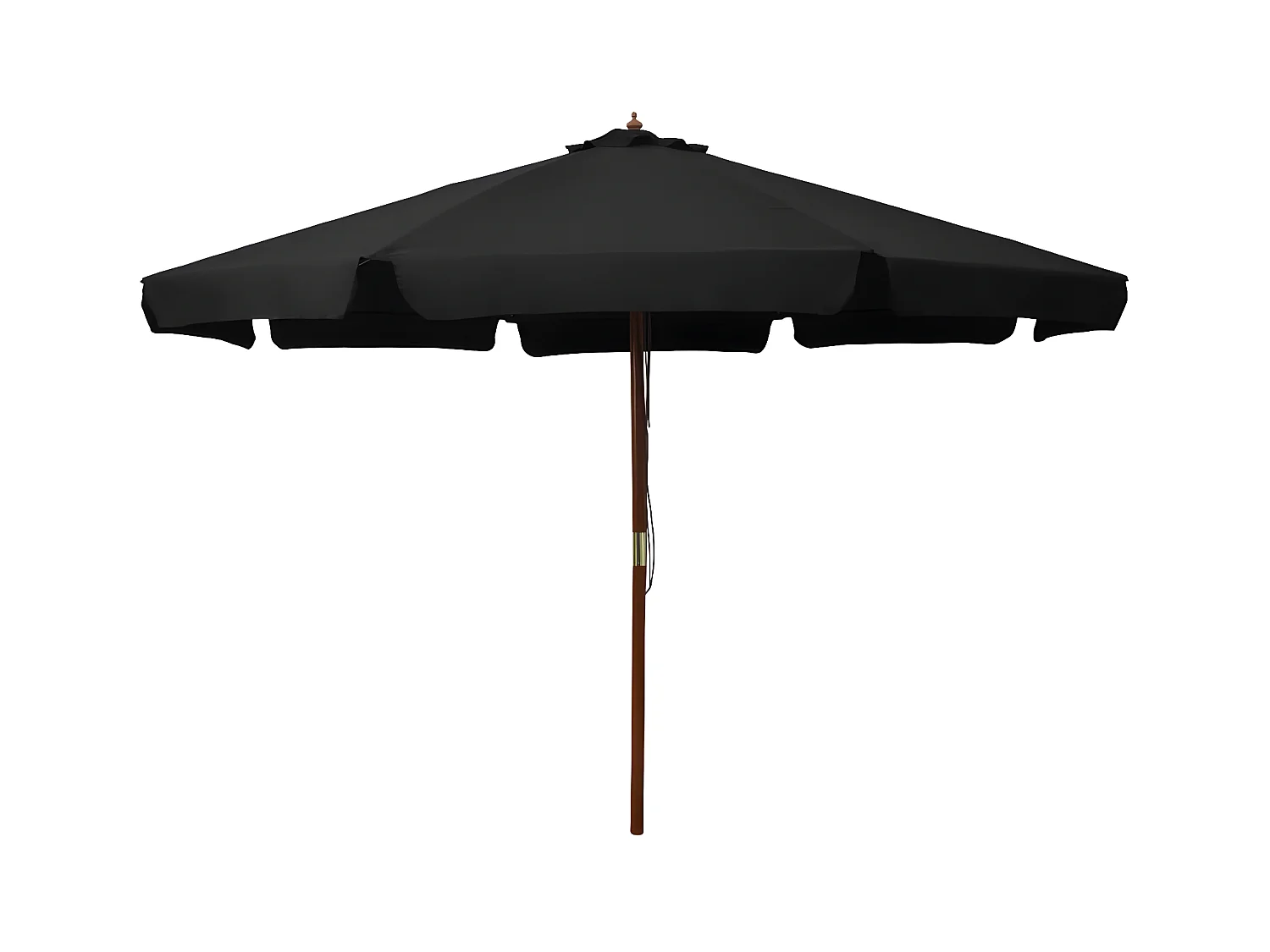 Guarda-sol de exterior c/ poste de madeira 330 cm preto PT401555
