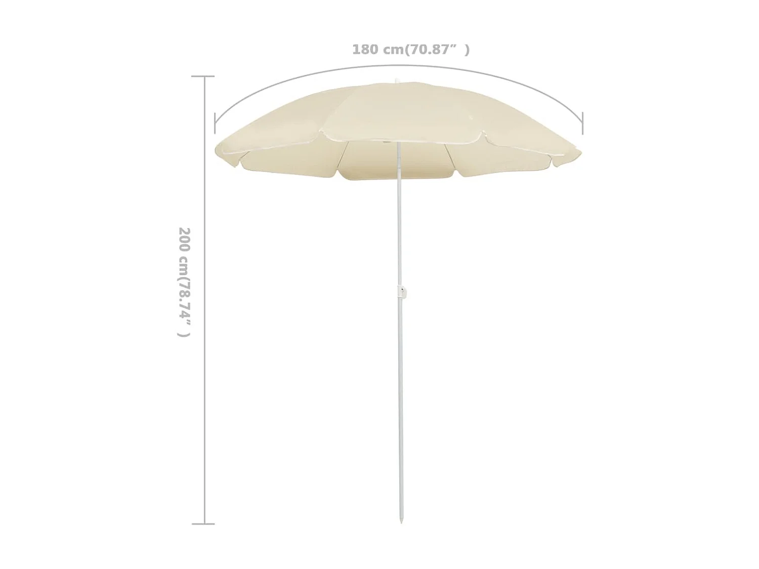 Parasol d'extérieur avec mât en acier Sable 180 cm WVGQ3943