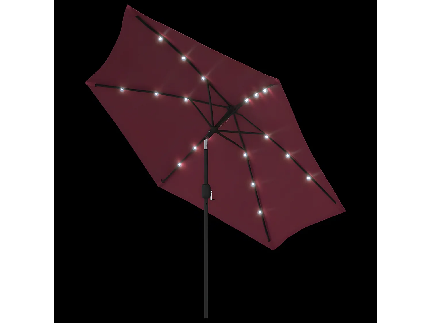 Parasol d'extérieur avec LED et mât en acier 300 cm Bordeaux WVGQ7798