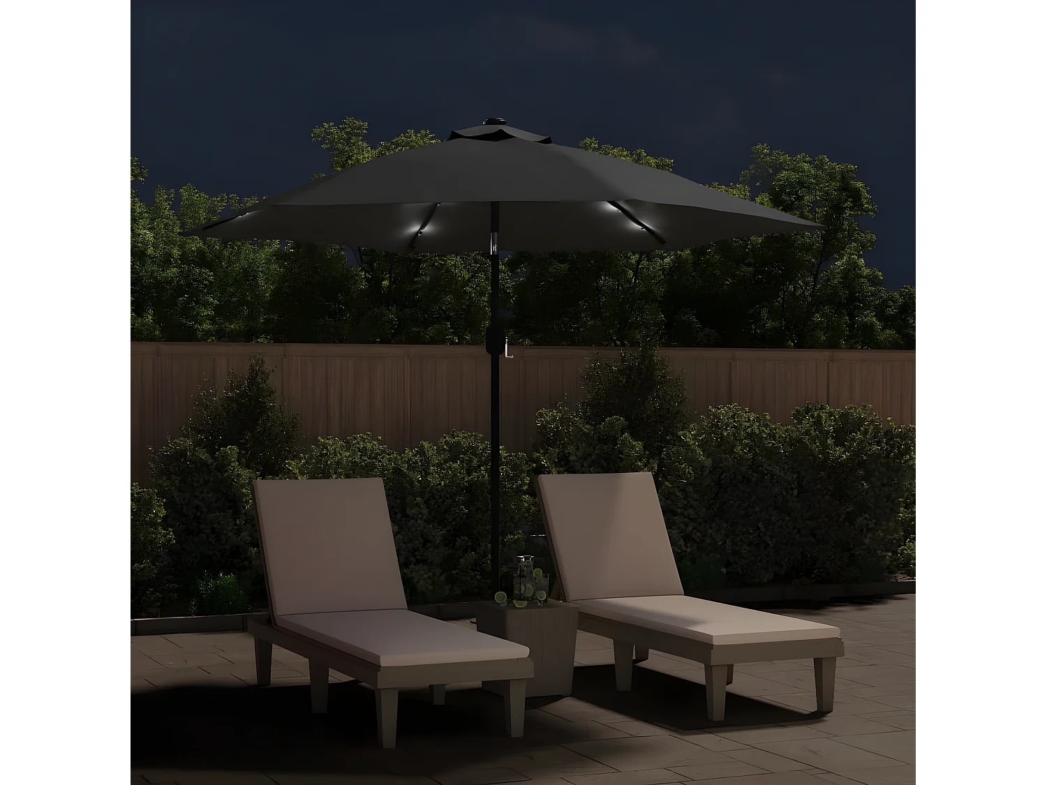 Parasol d'extérieur avec LED et mât en acier 300 cm Anthracite WVGQ1767
