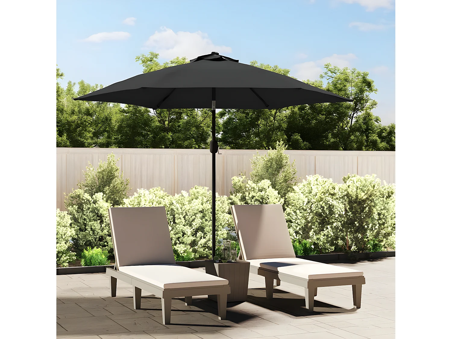 Parasol d'extérieur avec LED et mât en acier 300 cm Anthracite WVGQ1767