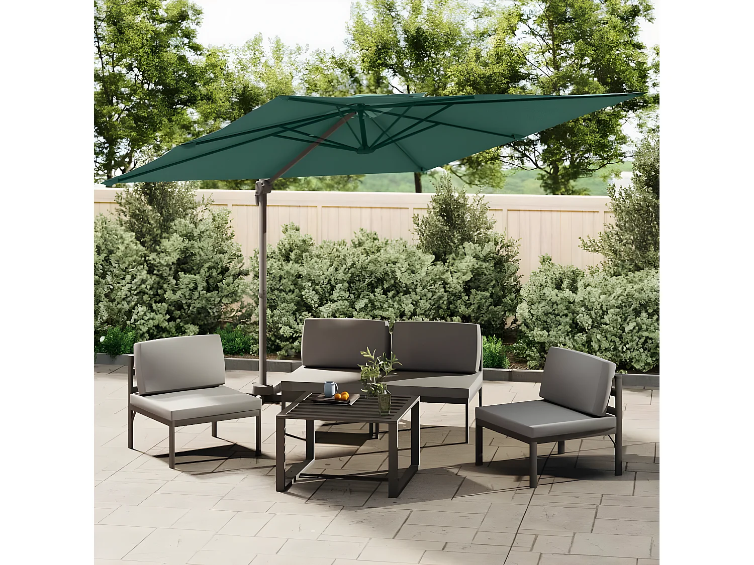 Parasol cantilever à double toit Vert 300x300 cm WVGQ3989