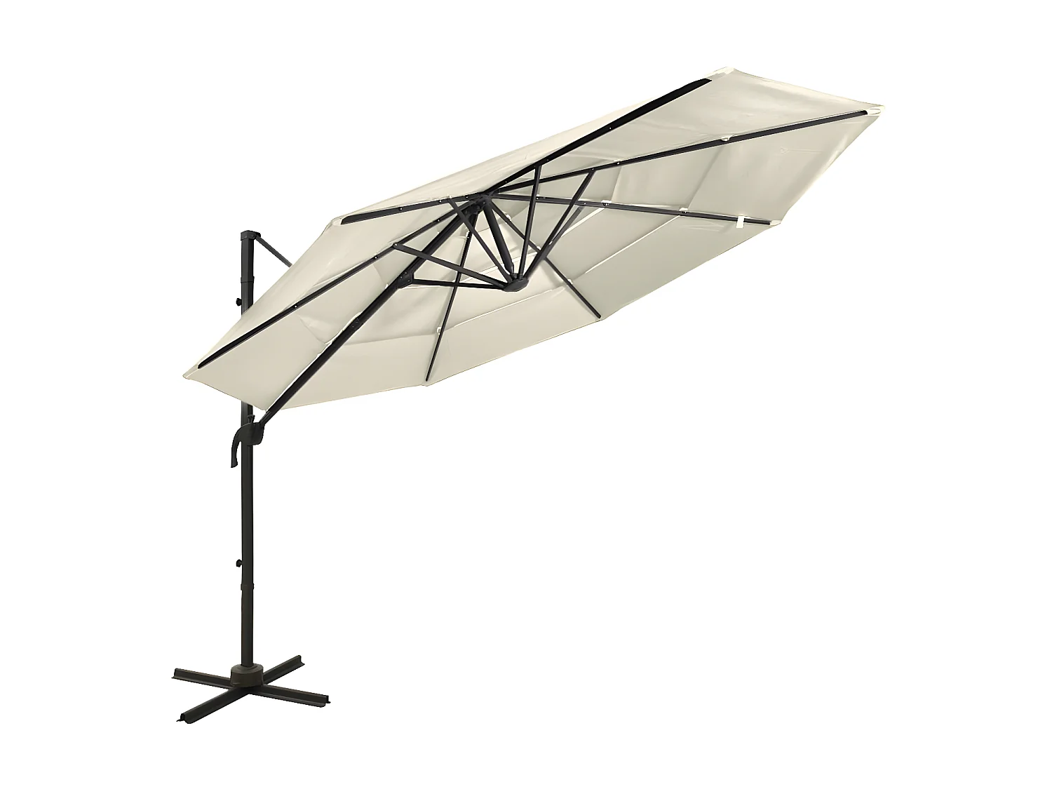 Parasol à 4 niveaux avec mât en aluminium Sable 3x3 m WVGQ3209