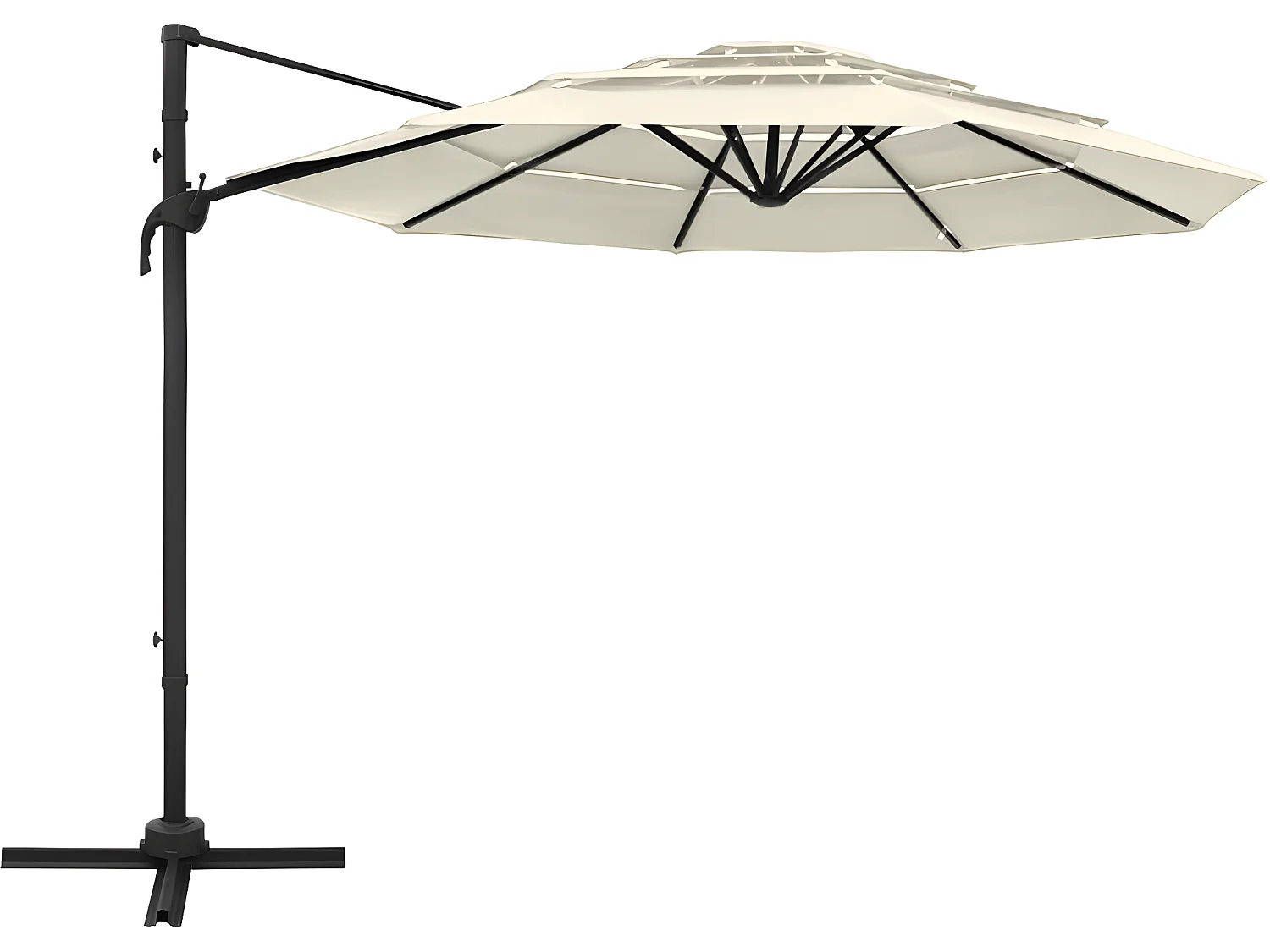 Parasol à 4 niveaux avec mât en aluminium Sable 3x3 m WVGQ3209