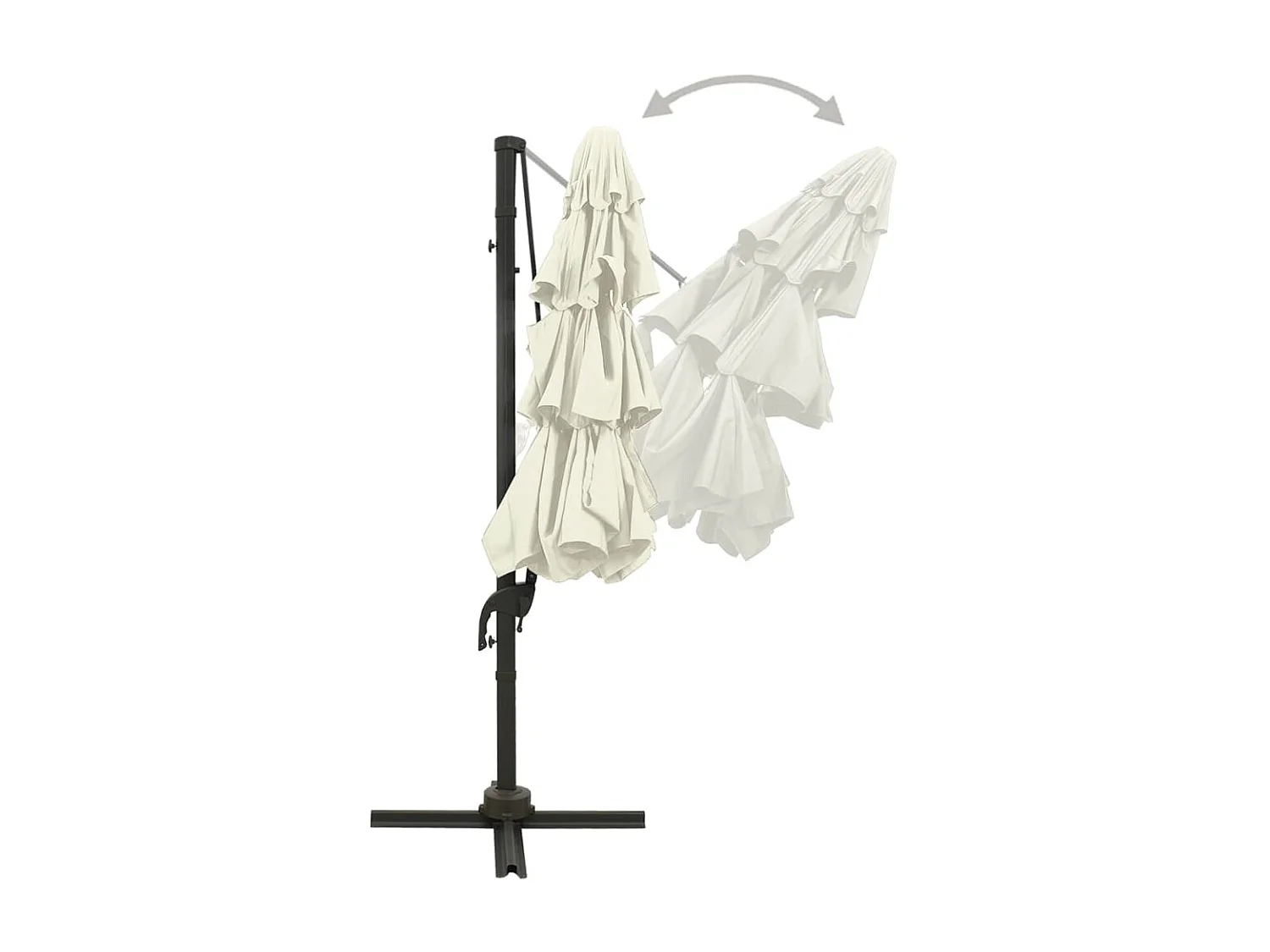 Parasol à 4 niveaux avec mât en aluminium Sable 3x3 m WVGQ3209