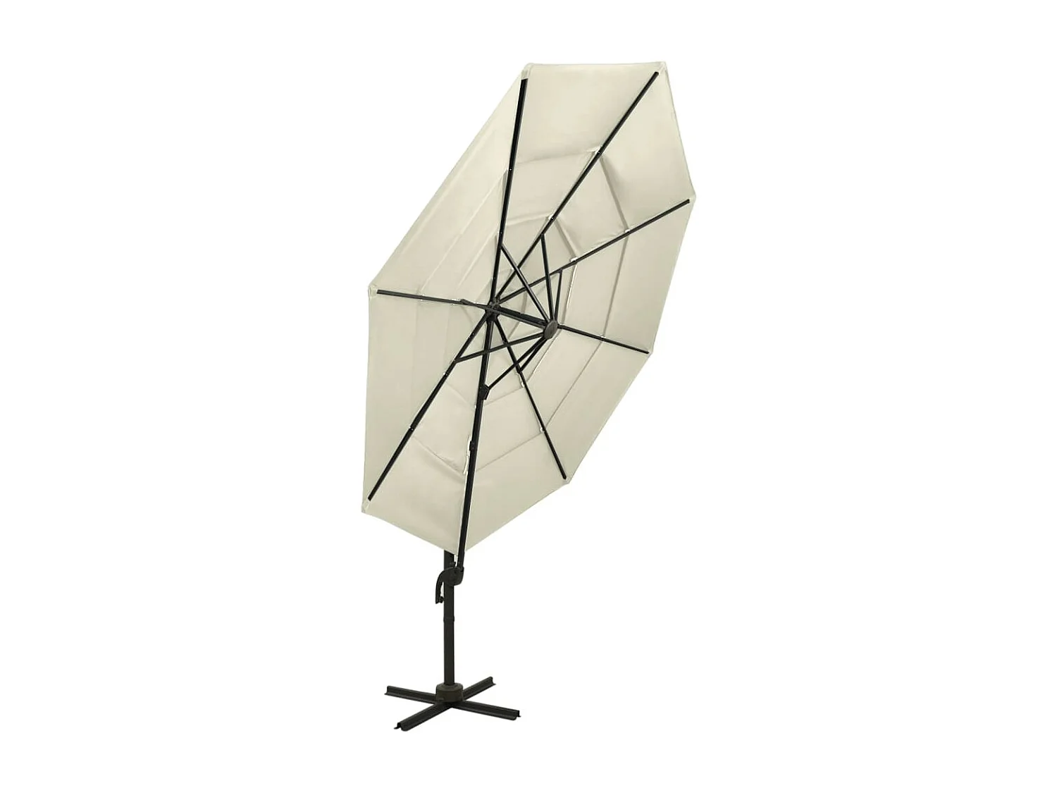 Parasol à 4 niveaux avec mât en aluminium Sable 3x3 m WVGQ3209