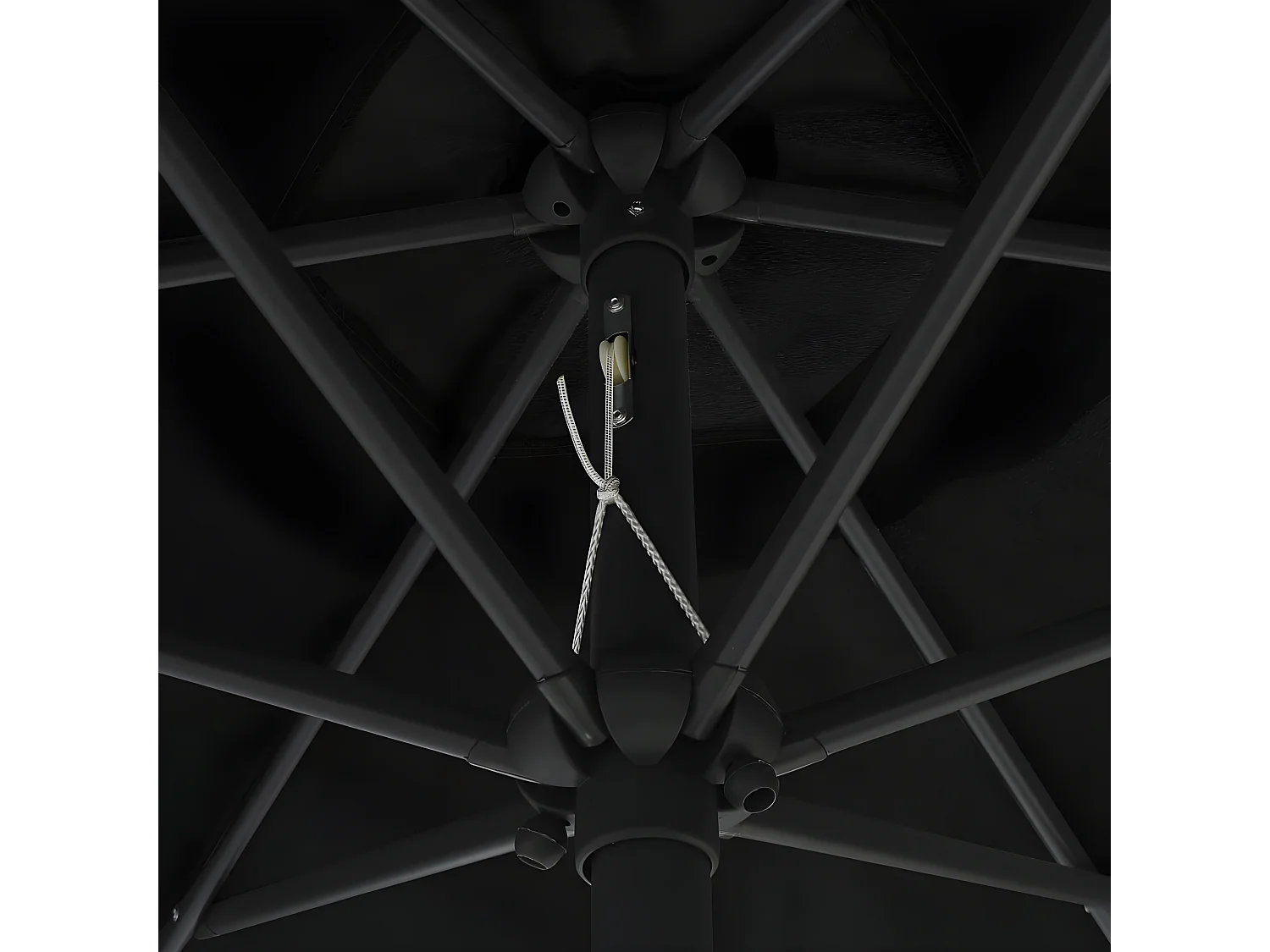 Parasol d'extérieur et mât en aluminium 270x246 cm Noir GWE6581