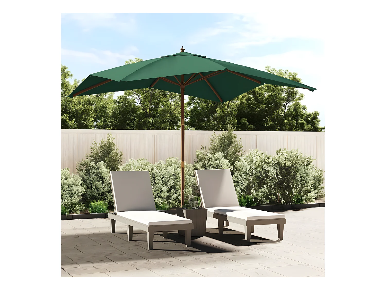 Parasol de jardin avec mât en bois vert 300x300x273 cm WVGQ3483