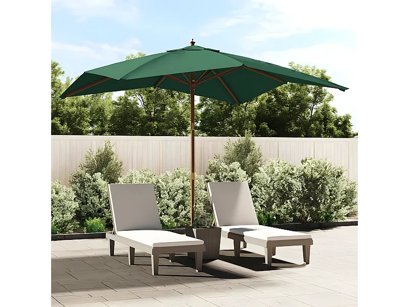 Parasol de jardin avec mât en bois vert 300x300x273 cm WVGQ3483