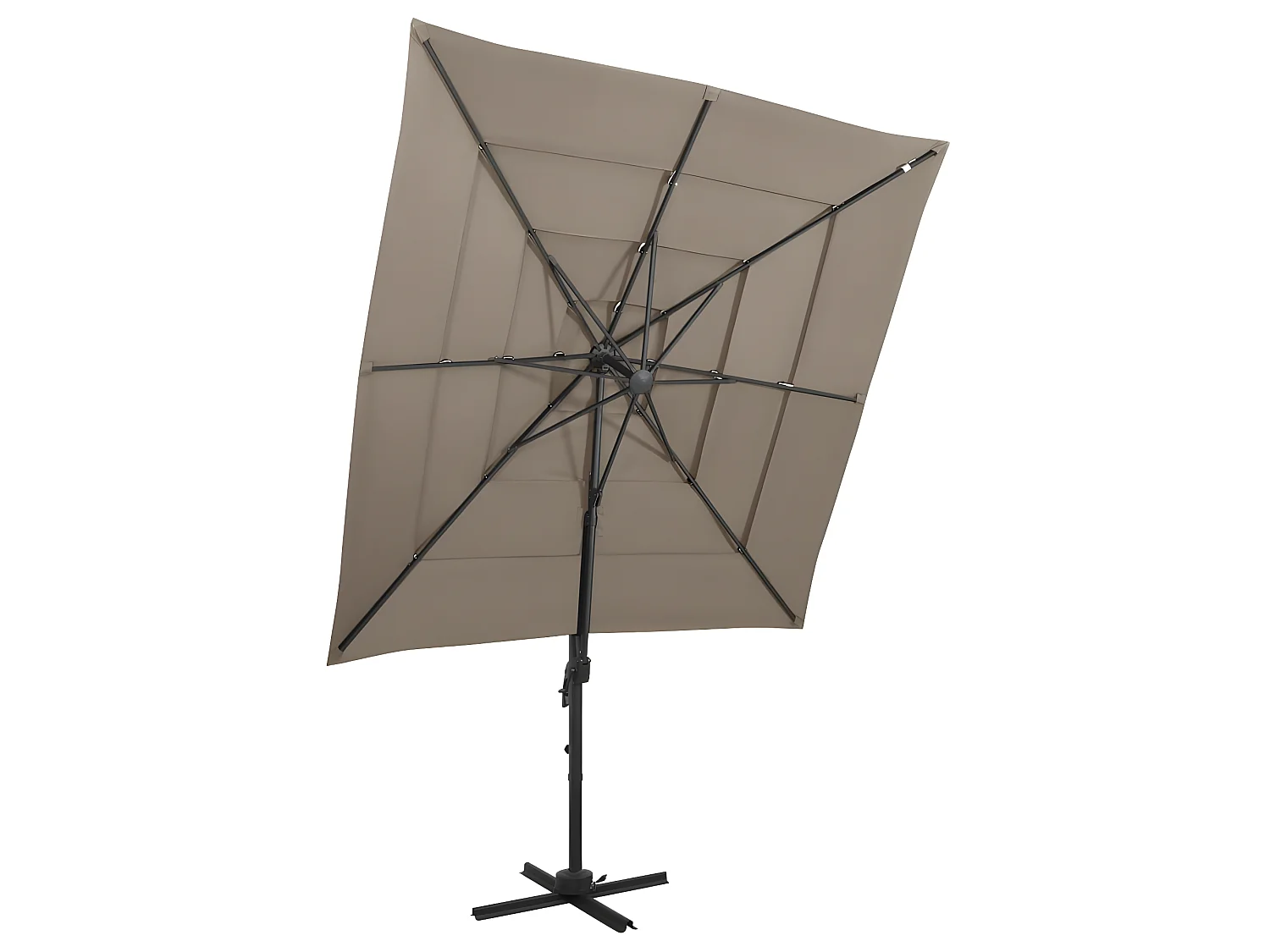 Parasol à 4 niveaux avec mât en aluminium Taupe 250x250 cm WVGQ7434