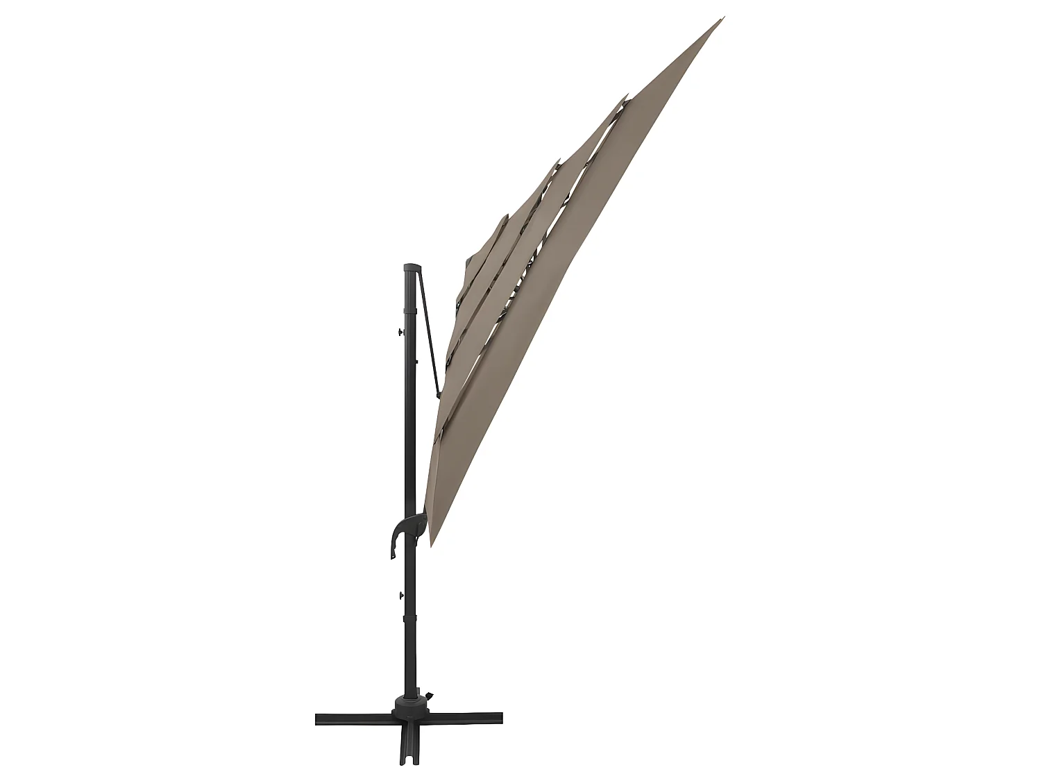 Parasol à 4 niveaux avec mât en aluminium Taupe 250x250 cm WVGQ7434