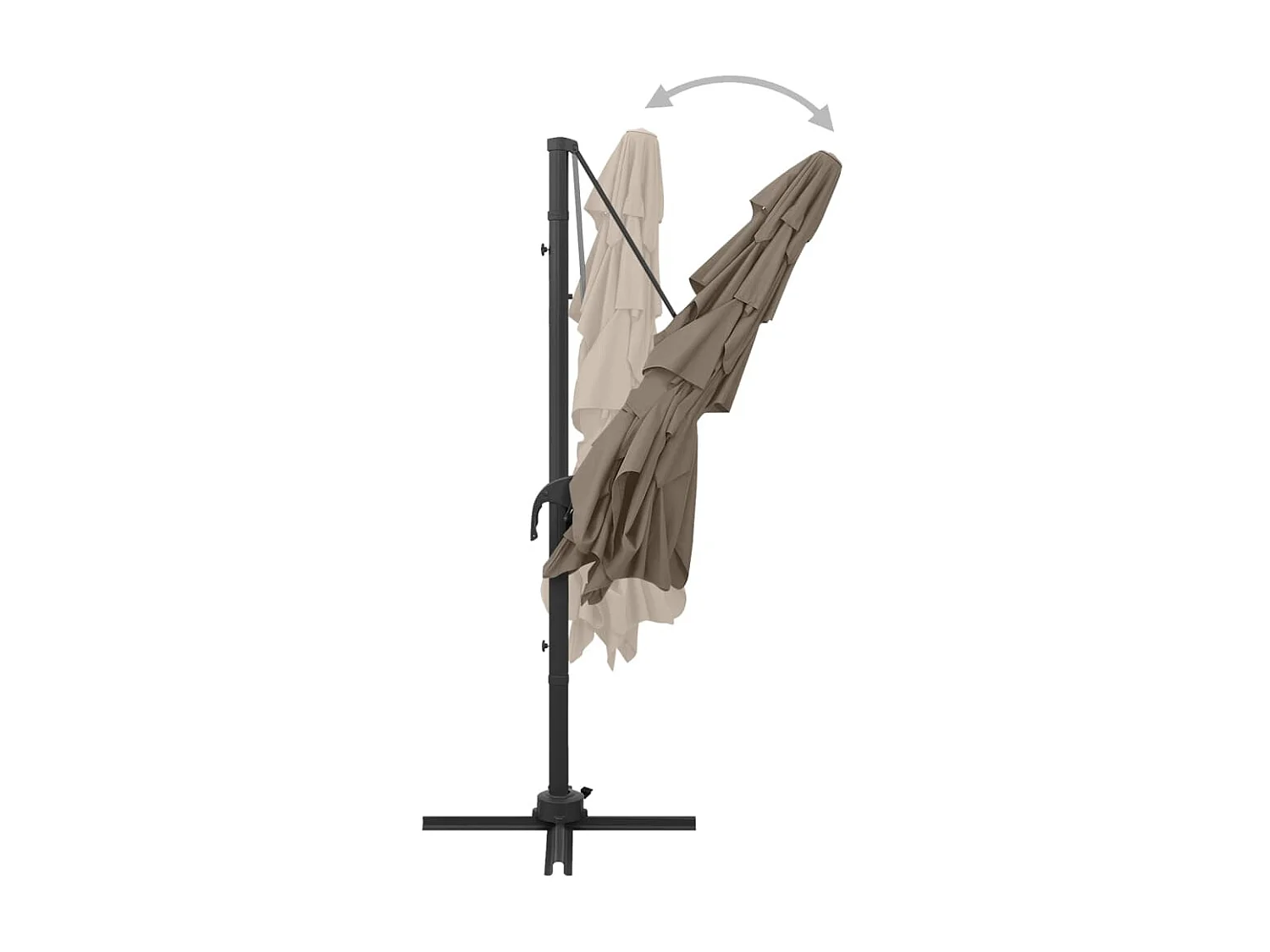 Parasol à 4 niveaux avec mât en aluminium Taupe 250x250 cm WVGQ7434